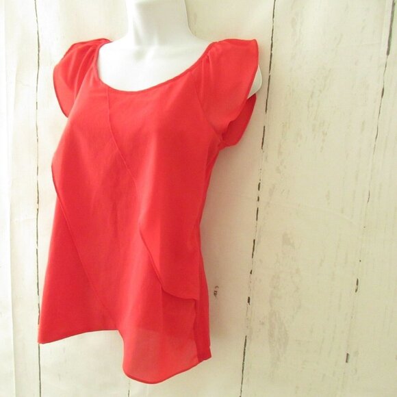 Ann Taylor Top XS X Small Red Short Sleeve - Picture 3 of 7